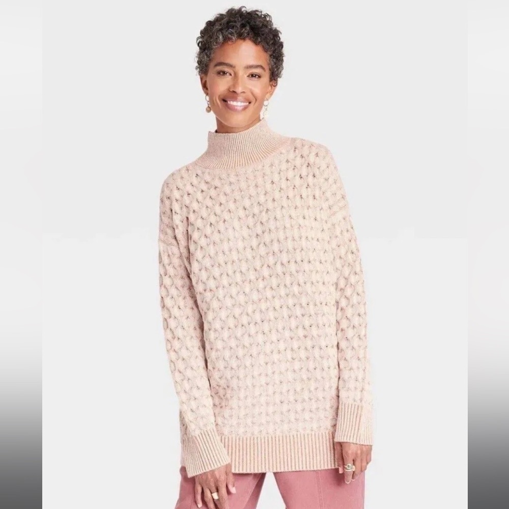 NWOT Knox Rose Woman’s Cream/Orange Turtleneck Sweater, Size XS